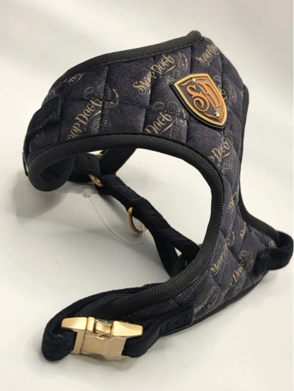 Snoop Doggie Doggs Deluxe Quilted Velvet Pet Harness Black XS Littlearth